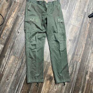 Vintage Military Cargo Pants Olive Green Drawstring Size 34x32